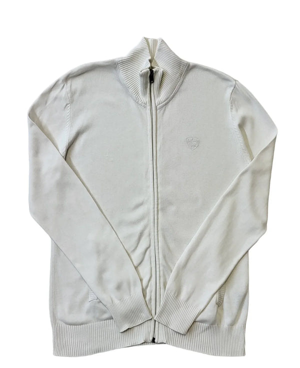 Schott Y2K Vintage White Zipped Cotton Cardigan Men's Size Small