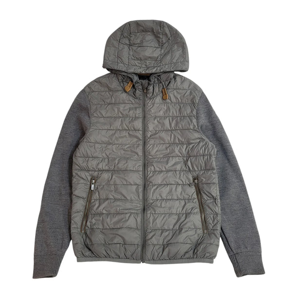 Massimo Dutti Grey Hooded Quilted Jacket Uk Men's Size Small EE527