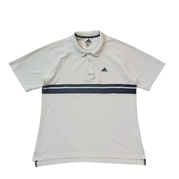 Adidas 90s Vintage White Short Sleeve Polo Top Shirt Men's Size Medium