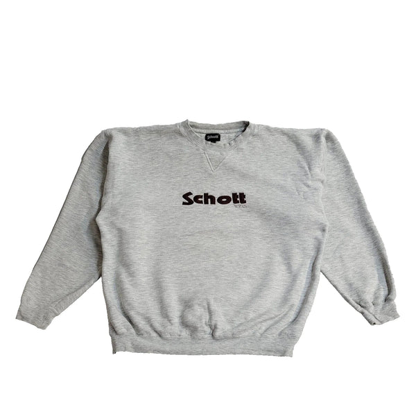 Schott Vintage Y2K Grey Sweatshirt Uk Men's Size XL