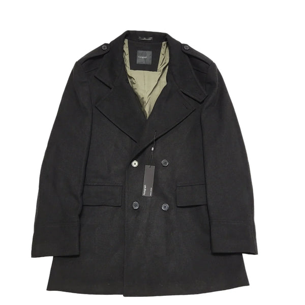 Autograph Black Button Wool Collared Overcoat Uk Men's Size Large Bnwt BB310