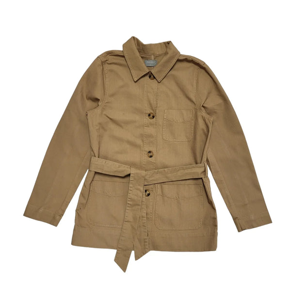 Oasis Light Brown Button & Belted Collared Coat Uk Women's Size 6 DD458
