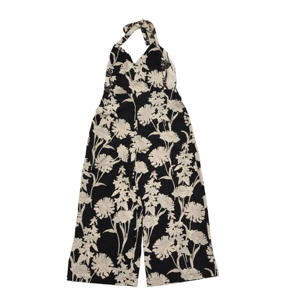 Topshop Petite Black White Floral Halterneck Jumpsuit Uk Women's Size 8 CC415