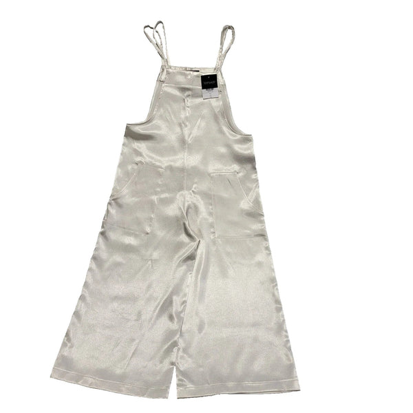Topshop Beige Wide Leg Polyester Dungaree Uk Women's XS Bnwt W24-30 L21 L318