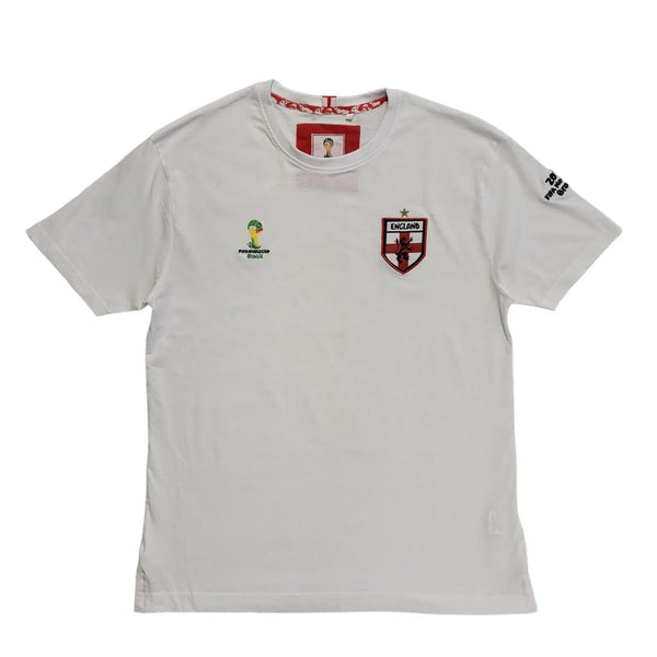 Fifa World Cup Brazil Vintage Y2k England White T-Shirt Uk Men's Size L