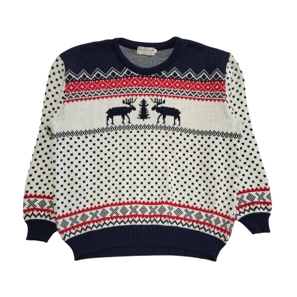 London Knitwear Vintage 90's Blue,White & Red Christmas Jumper Mens UK XL