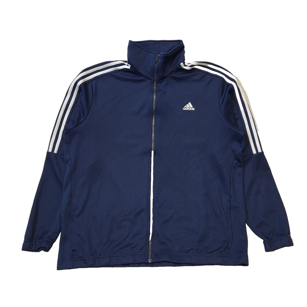 Adidas Navy Blue White Trim Zipped Sports Tracksuit Top Men's UK L EU 54 H818
