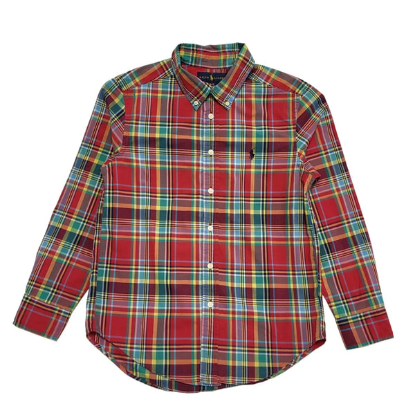 Ralph Lauren Red Green Check Short Sleeve Shirt UK Boy's Size 10-12 Years DD829