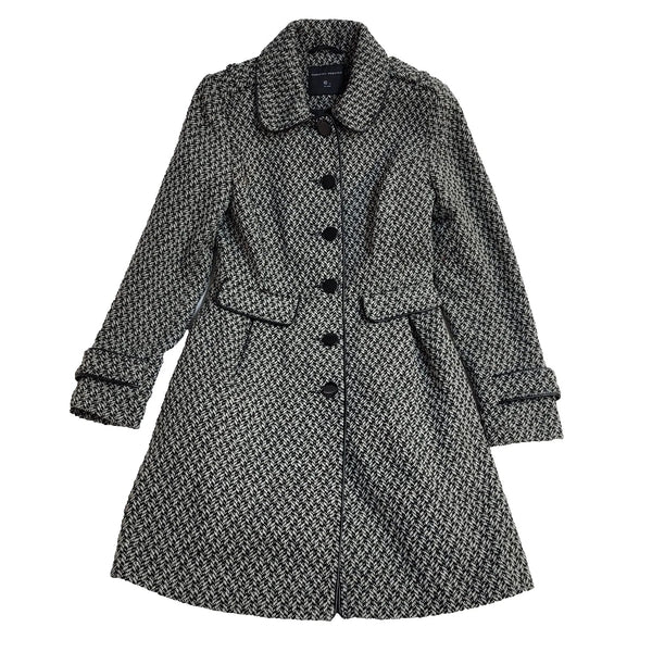 Dorothy Perkins Black White Collared Coat UK Women's 10 BNWT L814