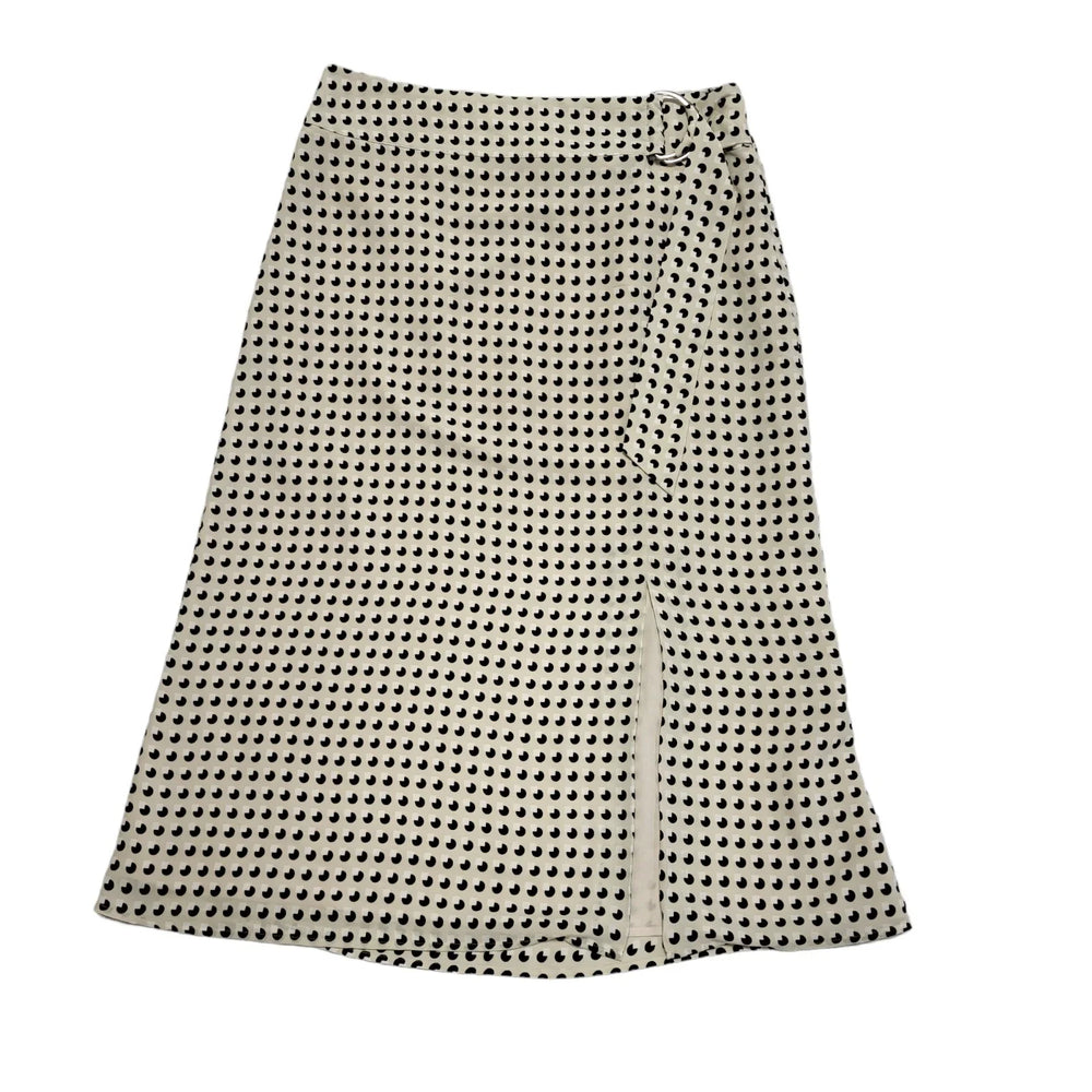 Hobbs Beige & Black Buckle Midi Slit Skirt Womens UK Size 12-14 W32 CC330