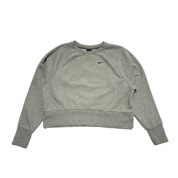 Nike Grey Open Shoulder Cropped Sports Sweatshirt Uk Women's M K675