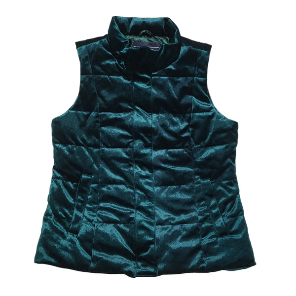 Lands' End Green Zip & Snap Quilted Gilet Women's UK Size L CC879