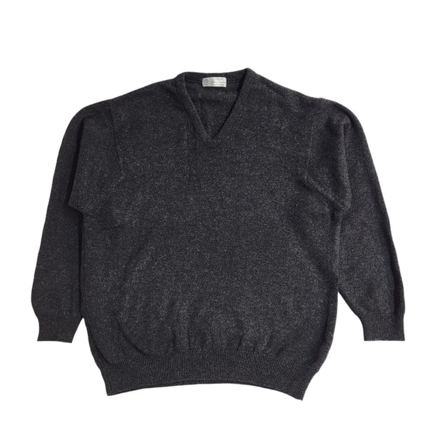 St Michael Vintage 90's Grey V-Neck Jumper UK Men's Size Large