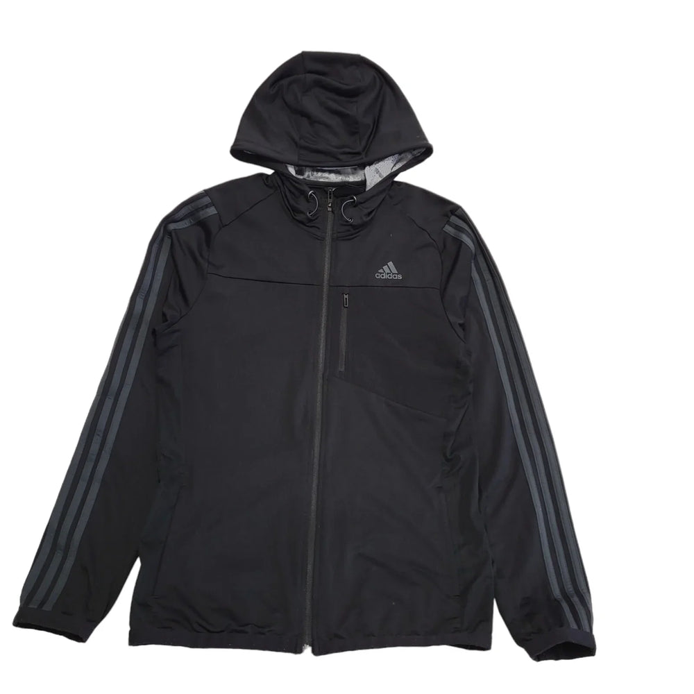 Adidas Black Zip Sports Tracksuit Hooded Top Jacket Men's uk M eu 50 H268