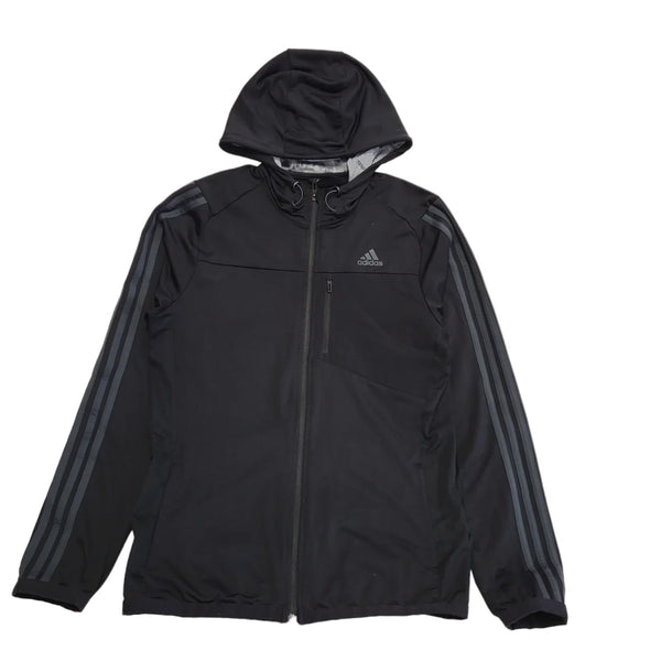 Adidas Black Zip Sports Tracksuit Hooded Top Jacket Men's uk M eu 50 H268
