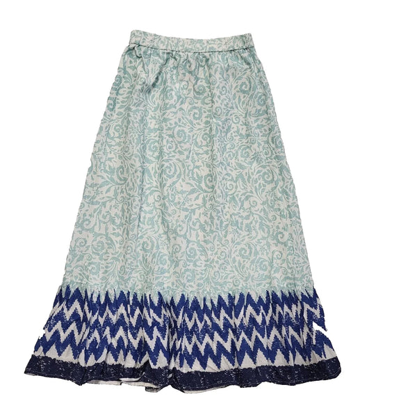 Dash White Blue Mid-Length Summer Skirt Uk Women's Size 10 W28 Bnwt L695