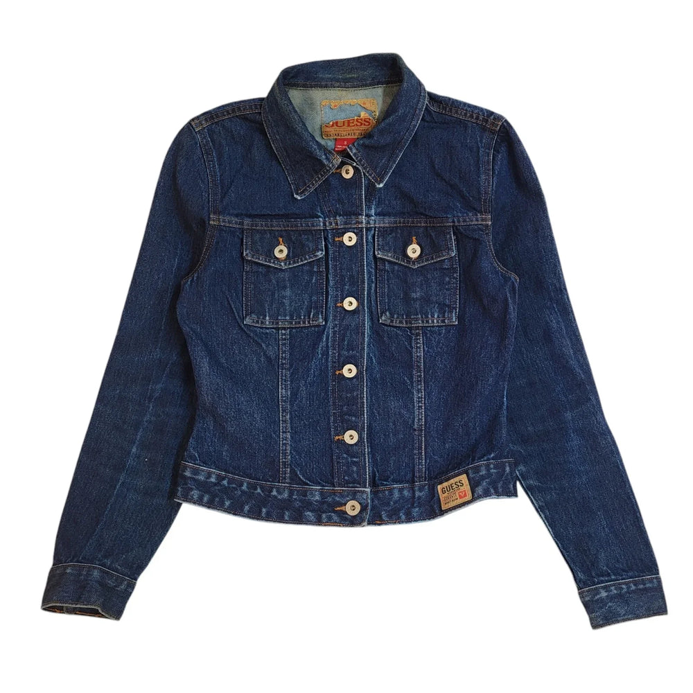Guess Jeans Vintage Dark Blue 80s Denim Jacket Uk Women's Size Small