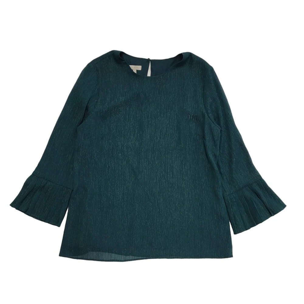 Hobbs Blouse Flared Sleeve Green & Silver Sparkly Womens UK Size 12 BB43