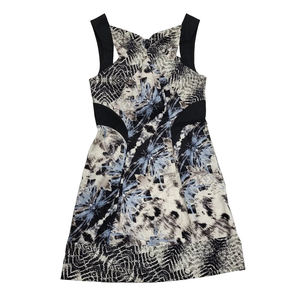 Karen Millen White Black Abstract Evening Party Formal Dress UK Women's M L76