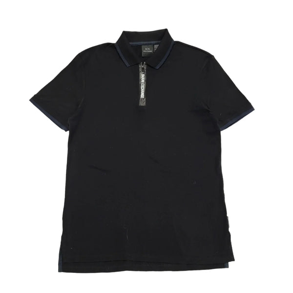 Armani Exchange Black 1/4 Zip Polo Top Mens UK Size S DD145
