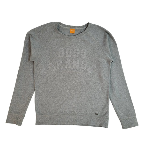 Hugo Boss Orange Sweatshirt Grey Crew Neck 90's Vintage UK Men's Size M