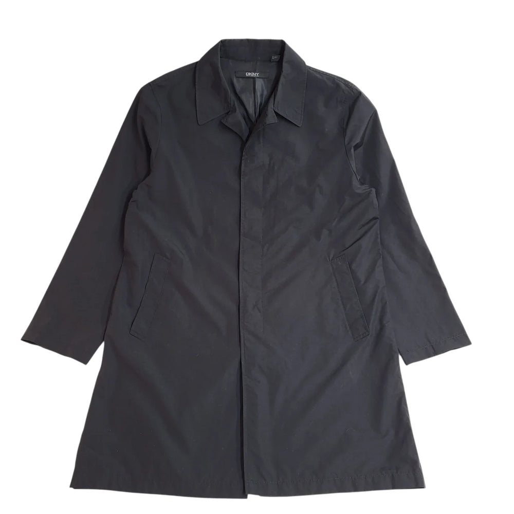 DKNY Overcoat Black Button Lightweight UK Men's Size L L881
