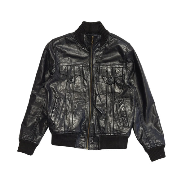Tough Riders Black Leather Zipped Jacket UK Men's Size Medium DD338