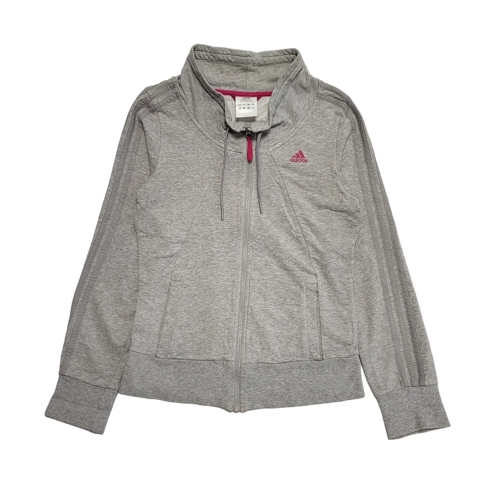 Adidas Grey Pink Zipped Long Sleeve Sweatshirt Tracksuit Top Women's uk 10 H369