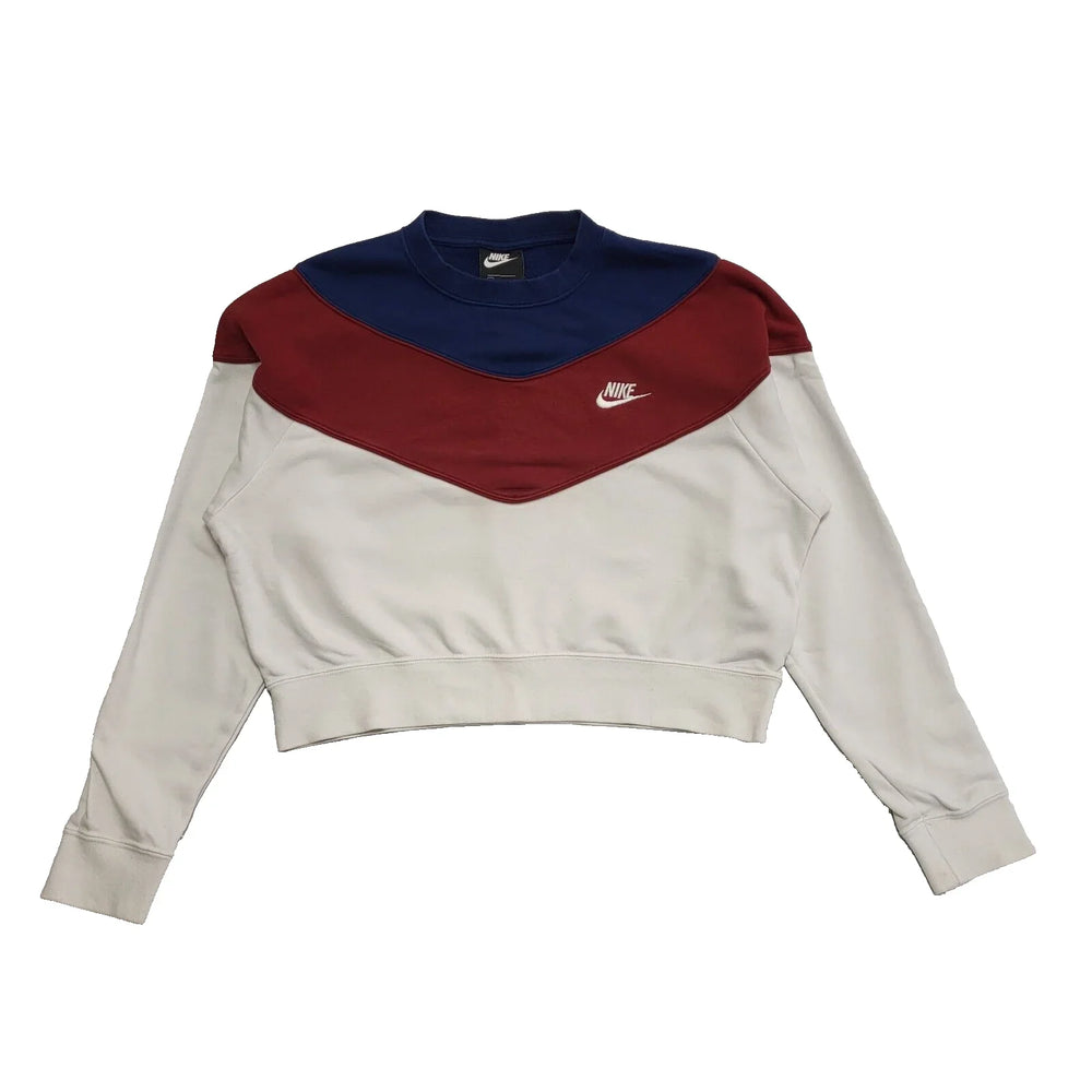Nike Red Blue White Cropped Sports Sweatshirt UK Women's L 12 K77
