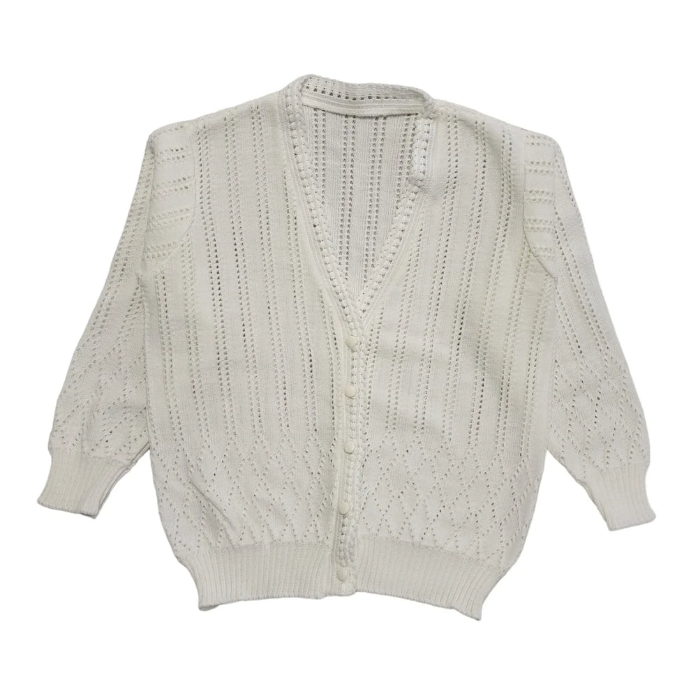 Vintage 90's White Button Front Long Sleeve Cardigan Womens UK 14