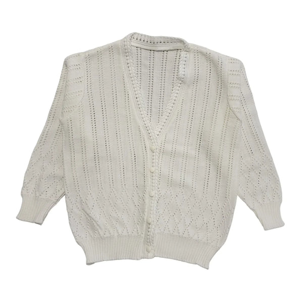 Vintage 90's White Button Front Long Sleeve Cardigan Womens UK 14