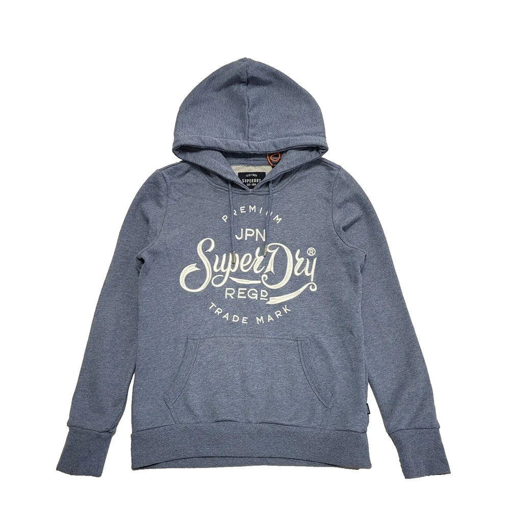 Superdry Blue L /Sleeve Sports Sweatshirt Hoodie UK Women's Size L K819