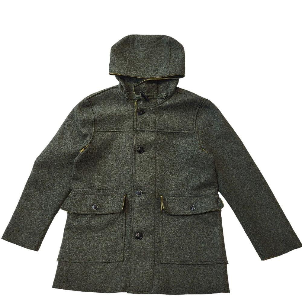 Individual Green Wool Blend Hooded Jacket Uk Men's Medium G708