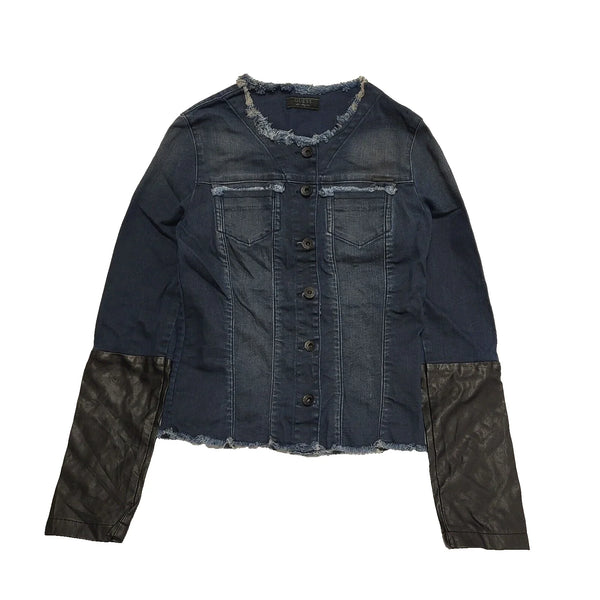 Guess Navy Blue Button Denim Casual Jacket Uk Women's Size S K659