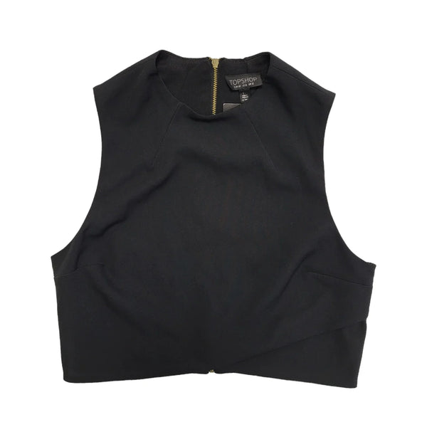 Topshop Crop Top BNWT Sleeveless Black Full Zip Womens UK Size 12 BB39