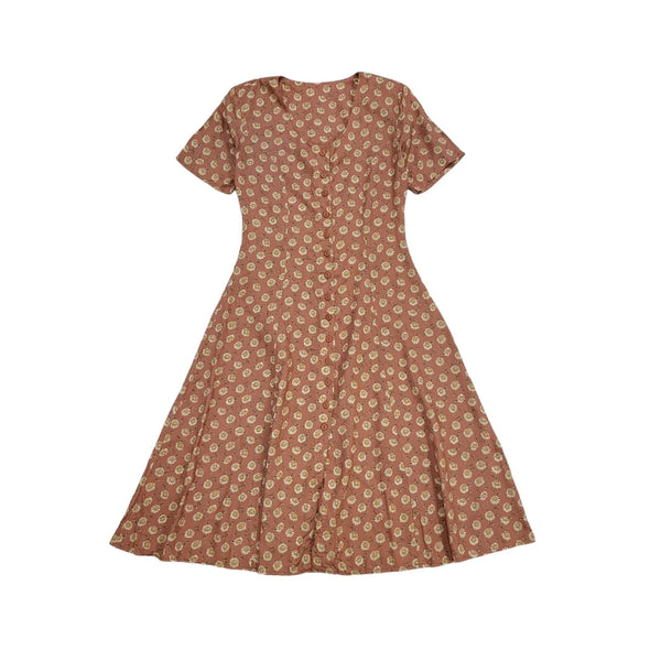 90s Vintage Essentials Peach Floral Daywear Dress Women's Size 12