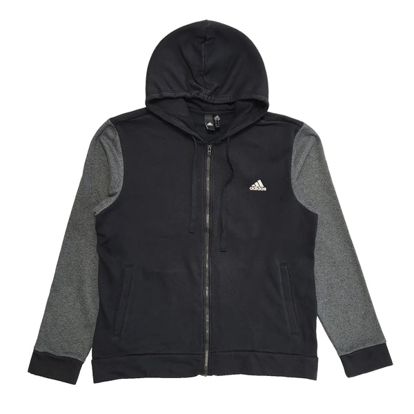 Adidas Black Grey Zipped Sweatshirt Hoodie Uk Men's Size Large L382