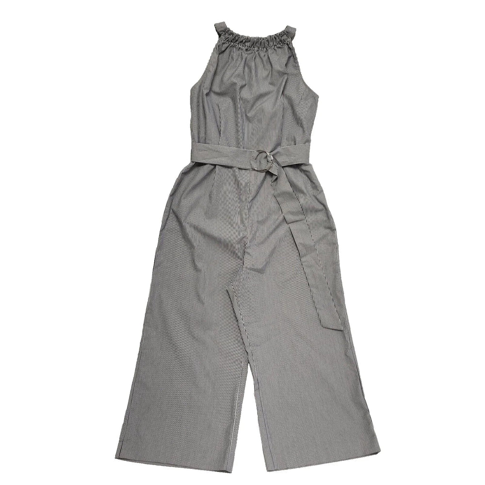Warehouse Dungarees Belted White Black Uk Women's L W30-32 L23 Bnwt L286