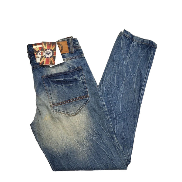 Chelsea Club Faded Blue Straight Denim Jeans Men's L W34 L34 BNWT K851