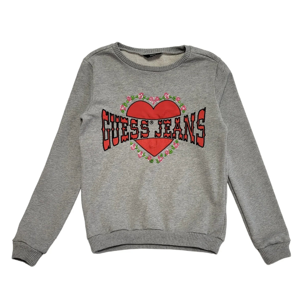 GUESS Vintage Y2K Grey Crew Neck Sweatshirt Girls Age 14 years