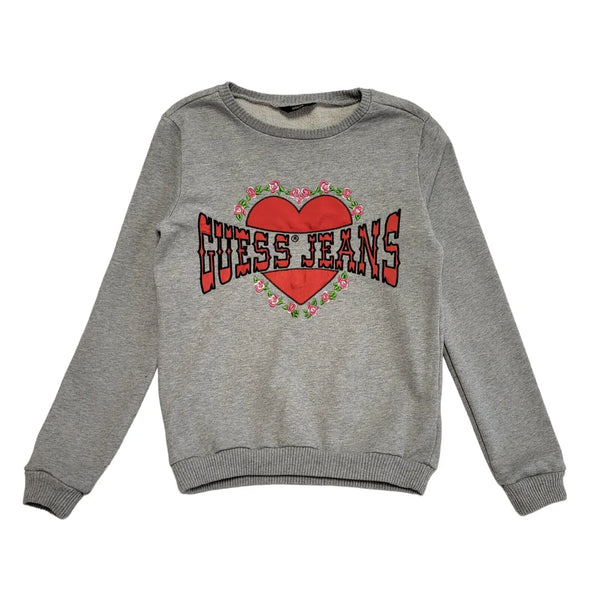 GUESS Vintage Y2K Grey Crew Neck Sweatshirt Girls Age 14 years