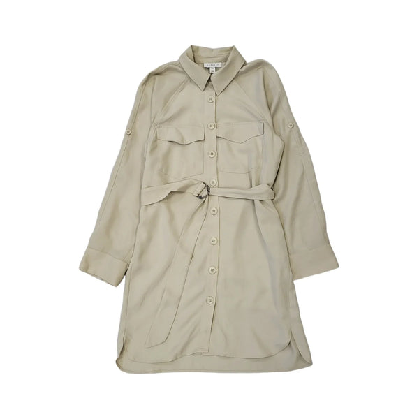 Topshop Beige Long Sleeve Shirt Dress Uk Women's Size 4 Bnwt EE88