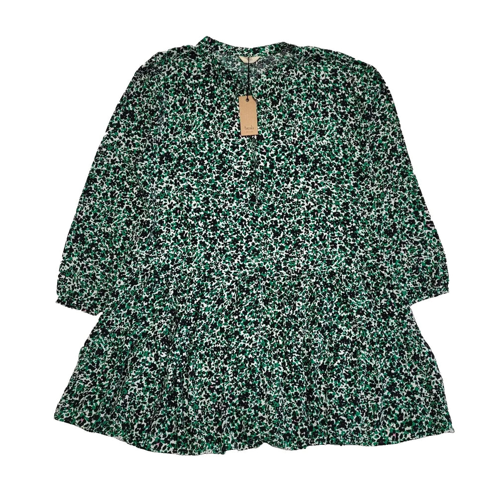 Hush Green Black Floral L/Sleeve Ferdi Dress UK Women's Size 16 Bnwt L319