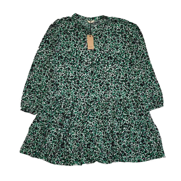 Hush Green Black Floral L/Sleeve Ferdi Dress UK Women's Size 16 Bnwt L319