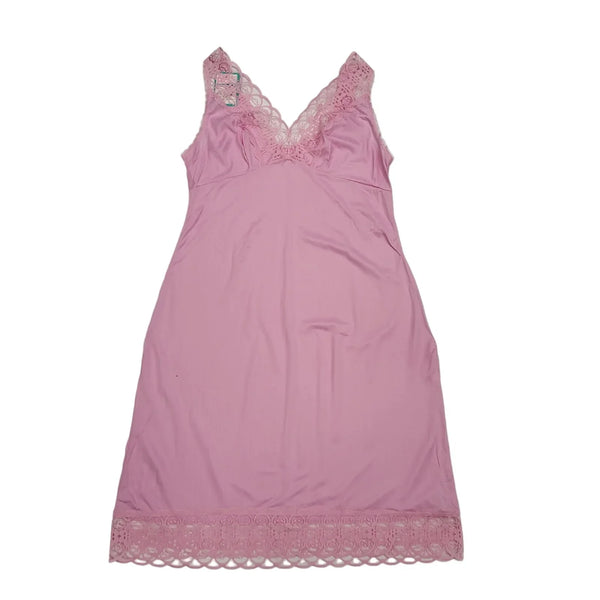 Textil 70s Vintage Light Pink Nightie Slip Dress Women's Size Large