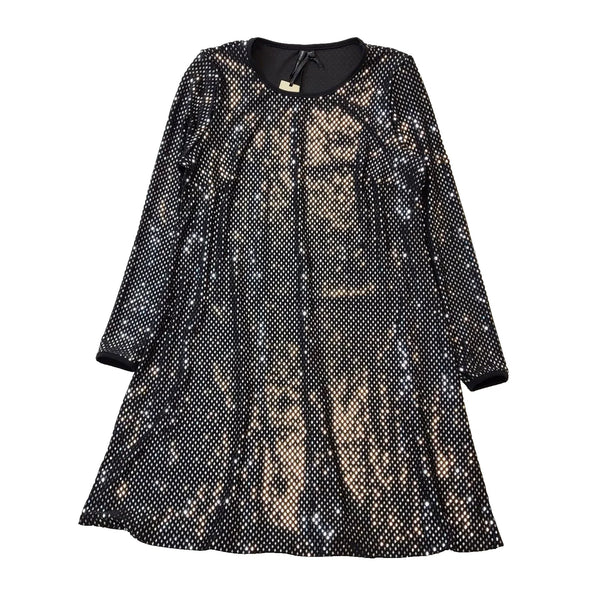 Capsule Black Silver Diamond Long Sleeve Shift Dress Women's Uk XL 16 BNWT H912