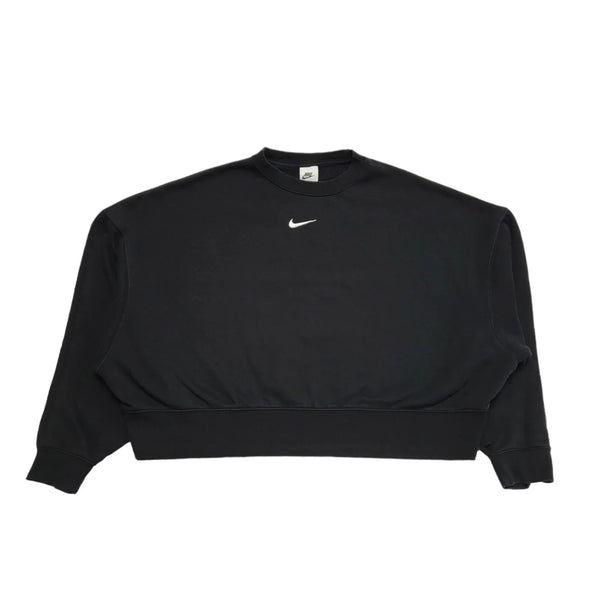 Nike Cropped Sports Sweatshirt Black Long Sleeve Womens UK Size L CC313