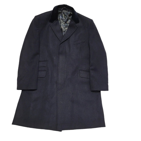 Vintage Full Monty  90s Dark Blue Wool Button Overcoat Men's Size Medium