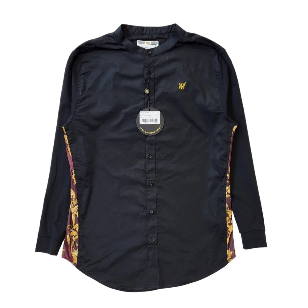 Siksilk Black Long Sleeve Extra Slim Shirt Uk Men's Extra Large G579