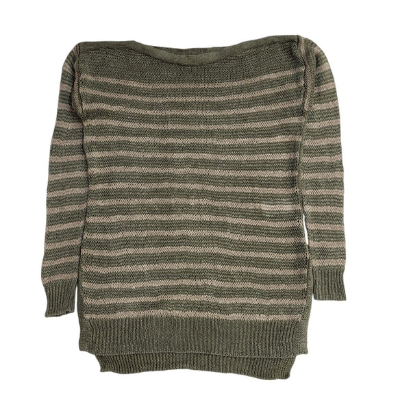 Polo Ralph Lauren Green & Beige Striped Long Sleeve Jumper Womens UK XS EE337